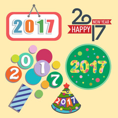 Happy new year 2017 text design vector creative graphic celebration greeting party date illustration