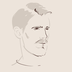 Man face hand drawn.