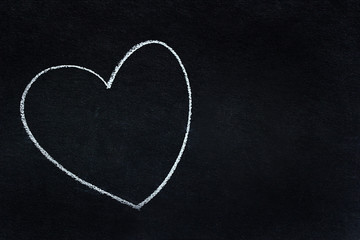 Heart shape written in white chalk