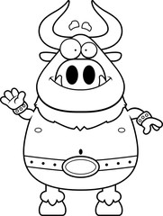 Cartoon Minotaur Waving