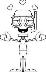 Cartoon Snorkeler Robot Hug