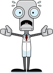 Cartoon Scared Scientist Robot