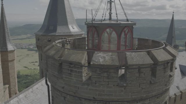 Hohenzollern Castle, Germany on a Sunny Day, Aerial 12