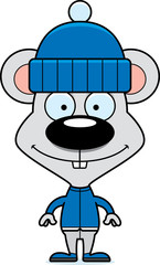 Cartoon Smiling Winter Mouse