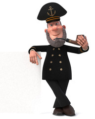 3d illustration sea captain with Smoking pipe