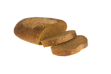 Rye bread on white background