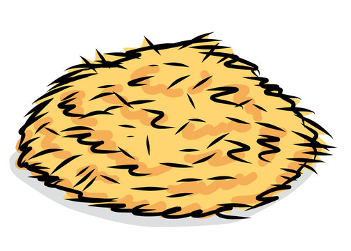 Hay Pile / Cartoon Vector And Illustration, Hand Drawn Style, Isolated On White Background.