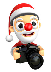 3D Santa characterto shoot the Big Camera toward the Right. 3D Christmas Character Design Series.