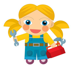 cartoon character - girl mechanic / illustration for children