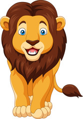 Fototapeta premium Cartoon happy lion isolated on white background