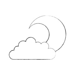 cute moon with cloud