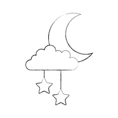 cloud sky with mon and stars