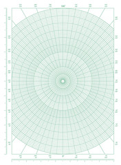Green polar coordinate circular grid graph paper