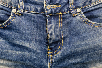 Blue denim jeans, front view