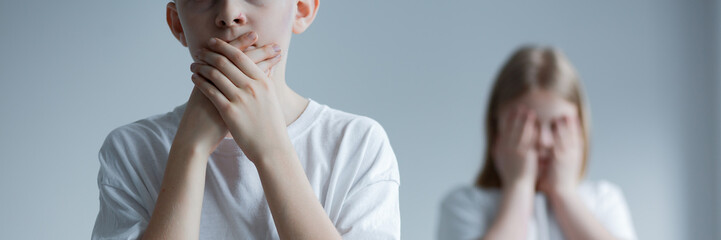 Pair of scared children