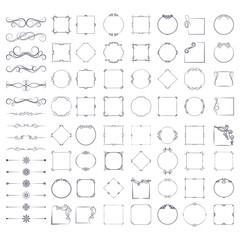 set of design elements, frames, dividers, borders. Vector illustration for design of pages.