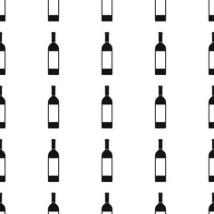 Alcohol bottles seamless pattern vector illustration background. Black silhouette alcohol stylish texture. Repeating Bottles seamless pattern background for alcohol design and web