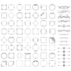 set of design elements, frames, dividers, borders. Vector illustration for design of pages.
