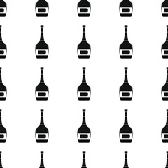 Cognac bottles seamless pattern vector illustration background. Black silhouette alcohol stylish texture. Repeating Bottles seamless pattern background for alcohol design and web
