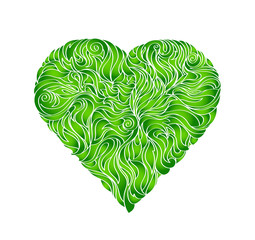 green leaf, in the form of heart