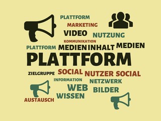 PLATTFORM - Bilder mit Wörtern aus dem Bereich Soziale Medien, Wort, Bild, Illustration