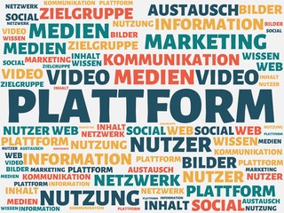 PLATTFORM - Bilder mit Wörtern aus dem Bereich Soziale Medien, Wort, Bild, Illustration