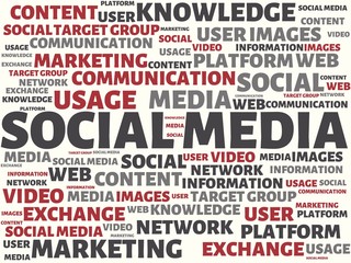 SOCIAL MEDIA - image with words associated with the topic SOCIAL MEDIA, word, image, illustration
