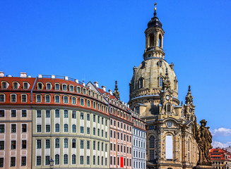 Obraz premium Dresden, Germany. Frauenkirche Cathedral church architectural view