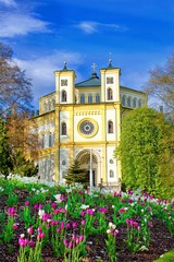Spa architecture - Catholic church in the great spa town Marianske Lazne (Marienbad) in the western...