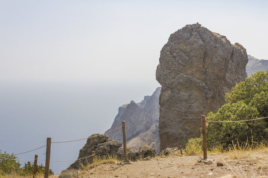The giant figure weathering.A massive rock at the lookout area in the reserve.Kara-Dag.Crimea