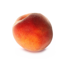 Ripe peach isolated on white background