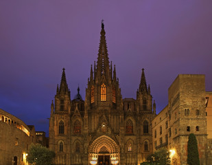 Fototapeta na wymiar Cathedral of the Holy Cross and Saint Eulalia in Barcelona. Spain 
