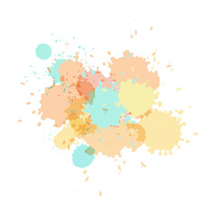 Watercolor splashes. Paint vector splat. .Stains grunge texture. Isolated on white background. Light holographic colors