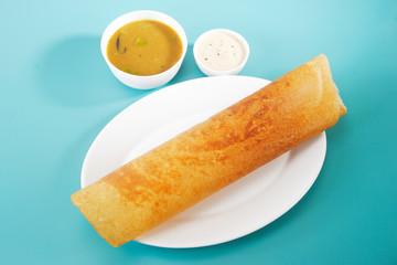 Masala Dosa with Chutney and Sambaar Traditionally a South Indian Dish
