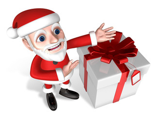 3d santa introducing his wrapping gift