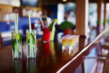 Beach bar with cocktails and drinks