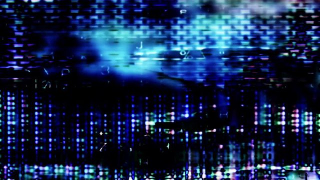 Video Background 2178: Abstract data forms pulse and flicker (Loop).
