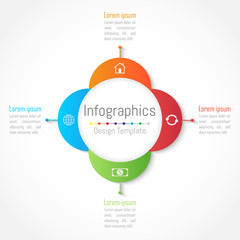 Infographic design elements for your business with 4 options, parts, steps or processes, Vector Illustration.