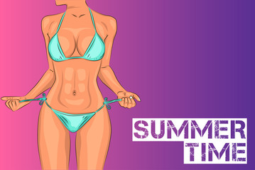 Sexy young girl in swimsuit illustration