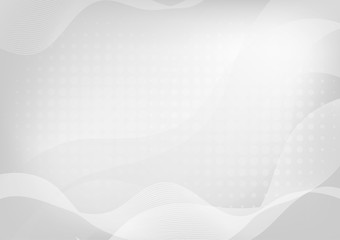Abstract white curve on gray background with soft light and halftone. Vector illustration