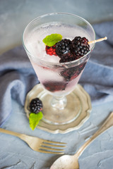 Fototapeta na wymiar Organic food concept with ripe blackberries