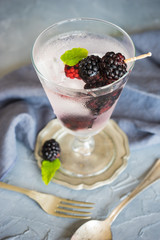 Organic food concept with ripe blackberries