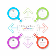 Infographic design elements for your business data with 4 options, parts, steps, timelines or processes. Paper style, Vector Illustration.