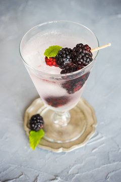 Organic food concept with ripe blackberries