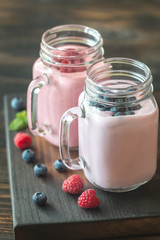 Blueberry and raspberry smoothies