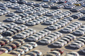 Parking in the seaport for cars brought for sale
