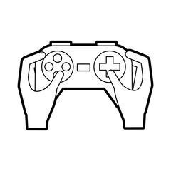 hands with video game control icon