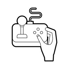 hands with video game control icon
