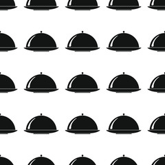 Dishes seamless pattern vector illustration background. Black silhouette dish stylish texture. Repeating dish seamless pattern background for kitchen design and web