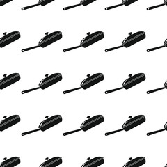 Fototapeta premium Pan seamless pattern vector illustration background. Black silhouette pans stylish texture. Repeating pan seamless pattern background for kitchen design and web